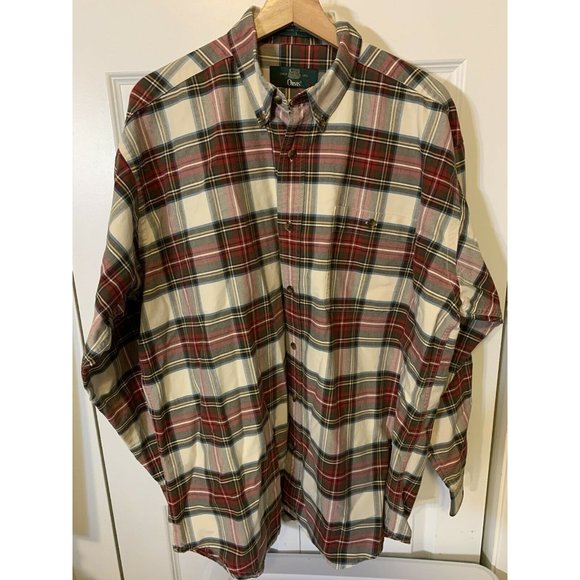 ORVIS Men's‎ Sz L Red Plaid Heavy Cotton Button Shirt Pockets - Picture 5 of 6